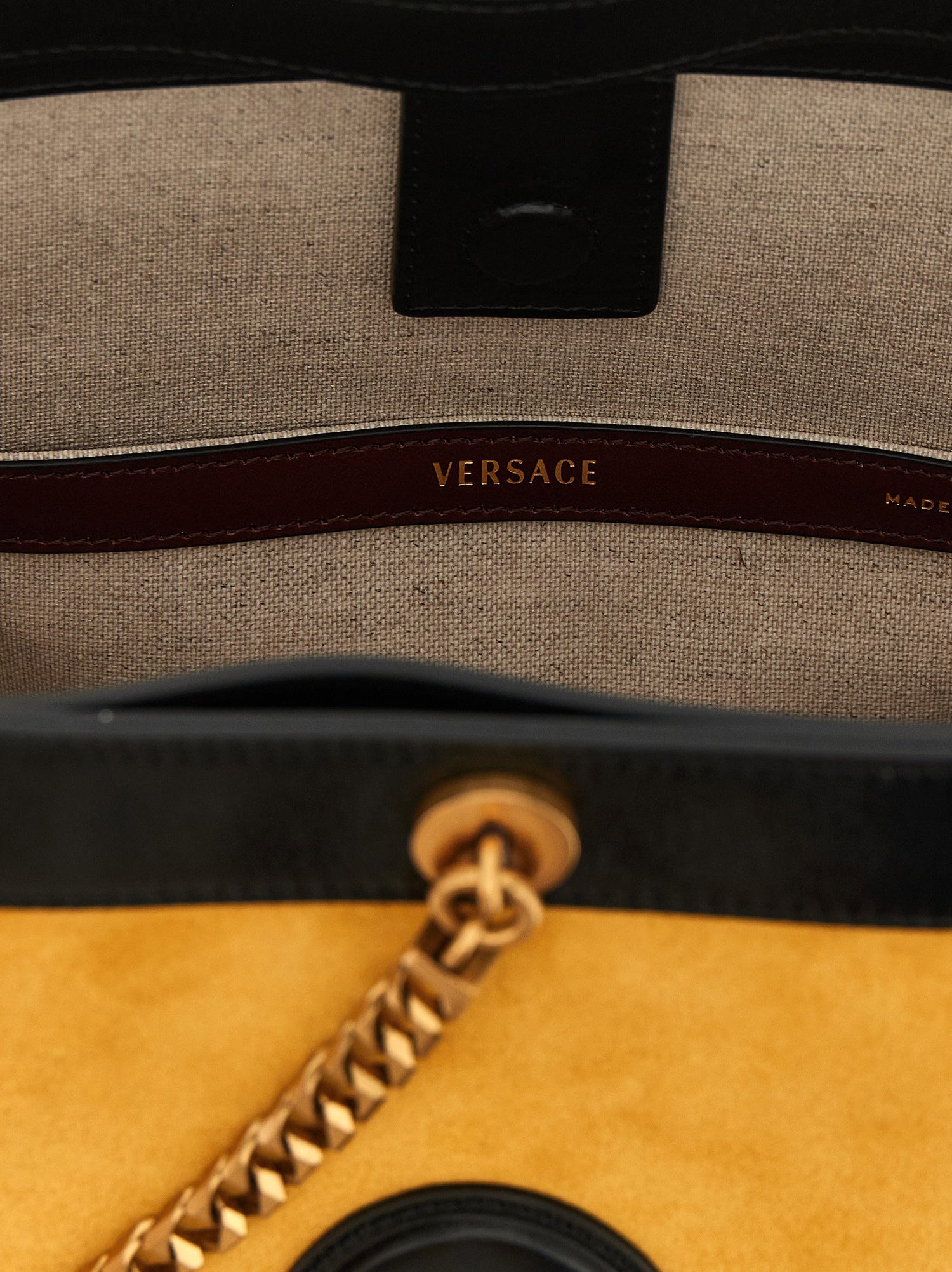 Versace Pivot Small Bucket Bag Yellow