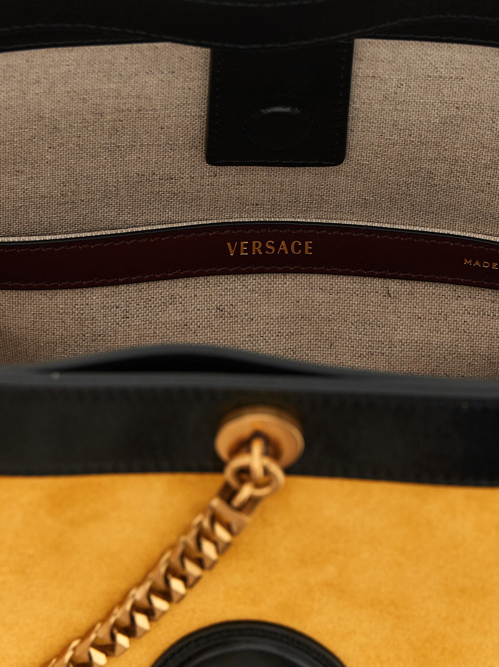 Versace Pivot Small Bucket Bag Yellow