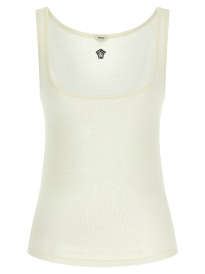 Versace La Medusa Embroidery Top White
