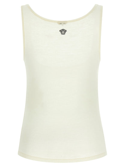 Versace La Medusa Embroidery Top White