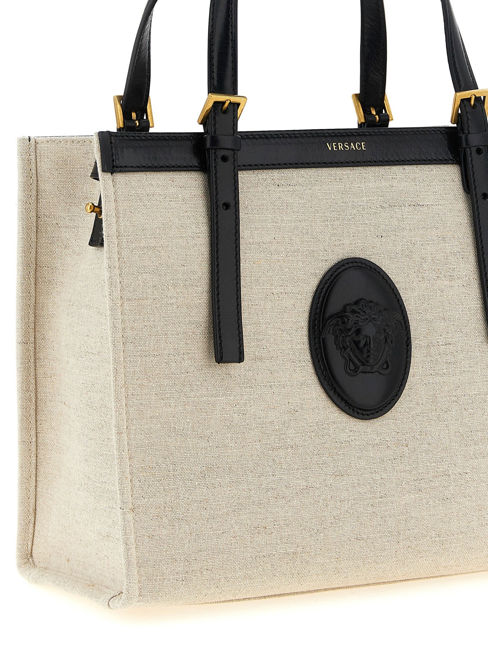 Versace Medium Rivière Shopping Bag Beige