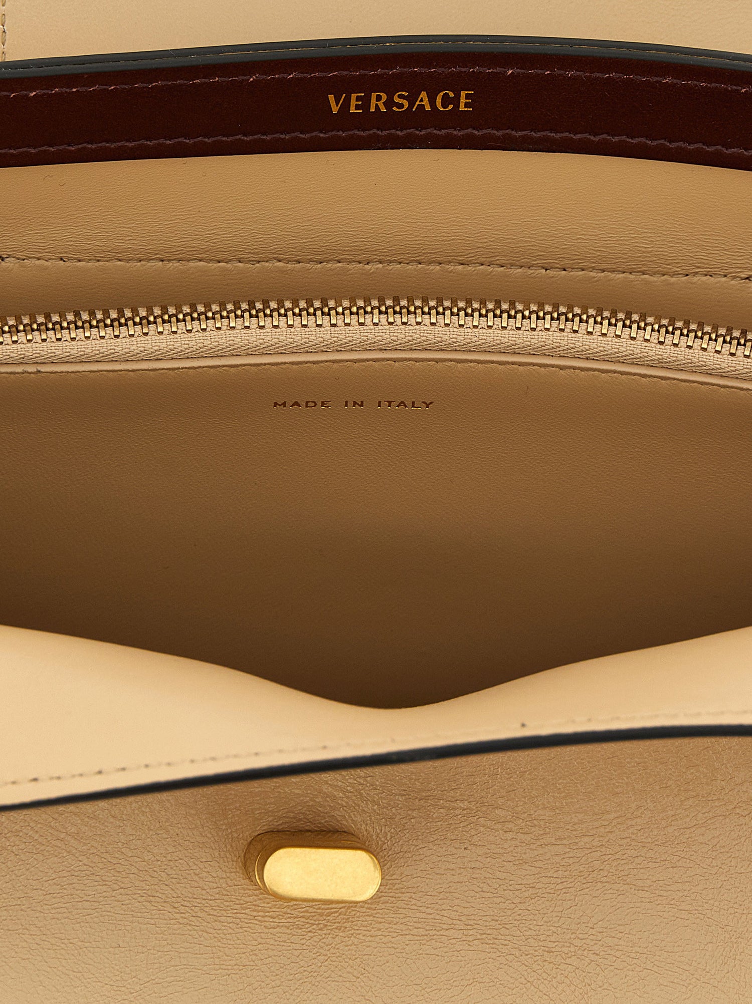 Versace Vivian Leather Shoulder Bag Beige