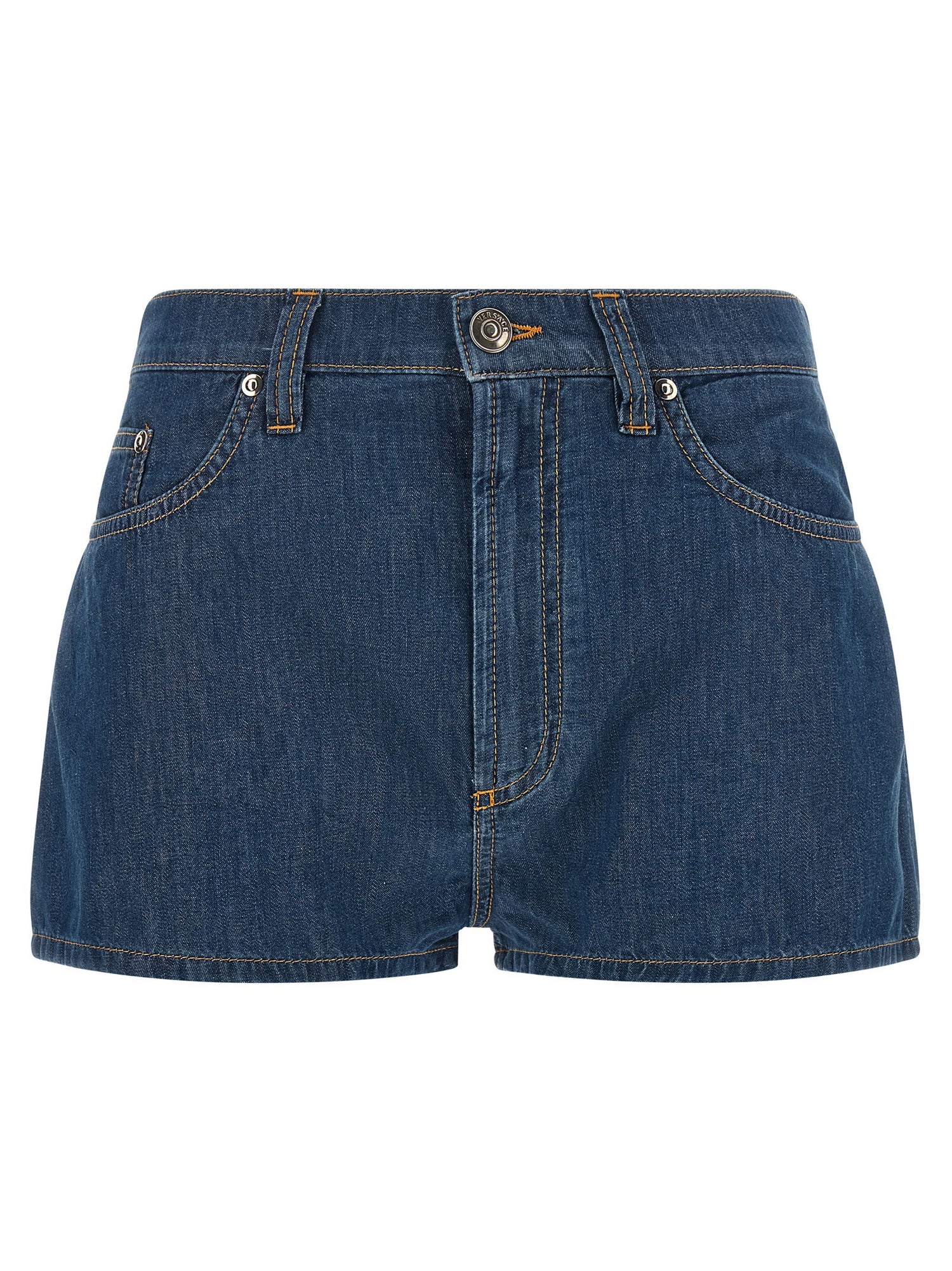 Versace Chambray Denim Shorts Blue