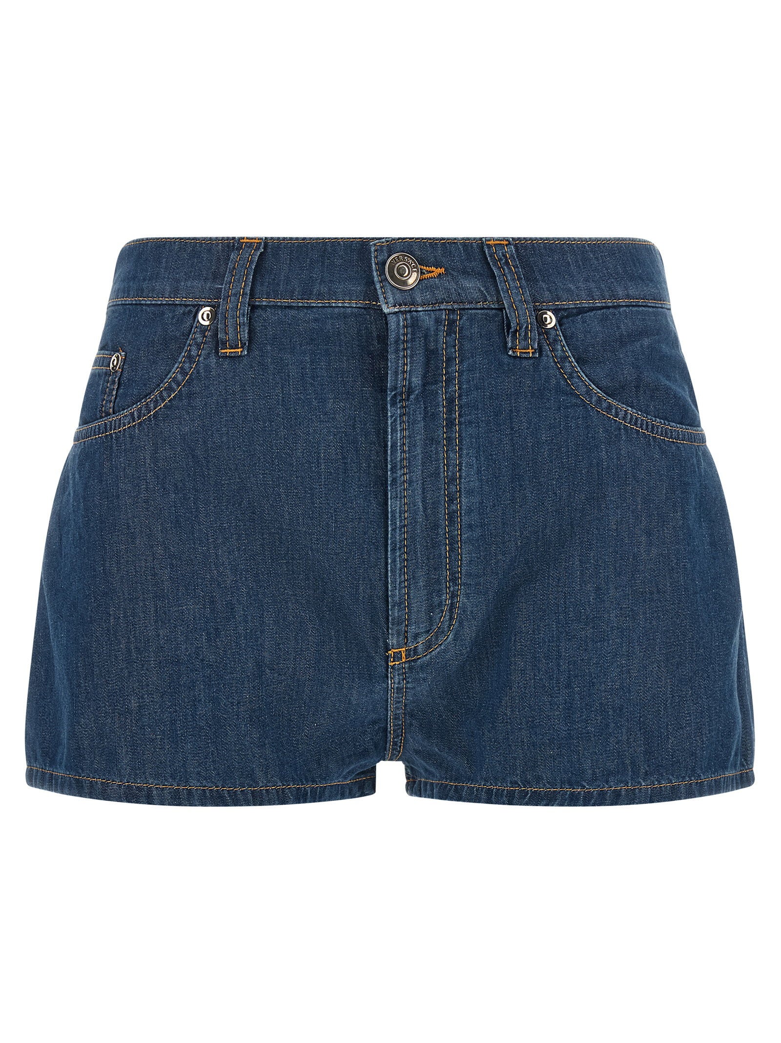 Versace Chambray Denim Shorts Blue