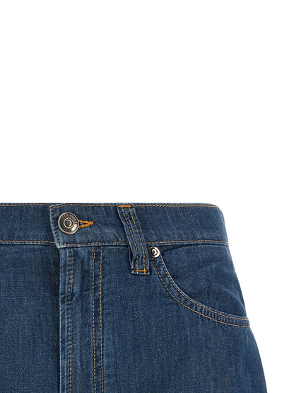 Versace Chambray Denim Shorts Blue
