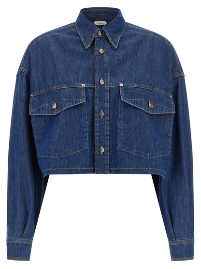 Versace Cropped Shirt Blue
