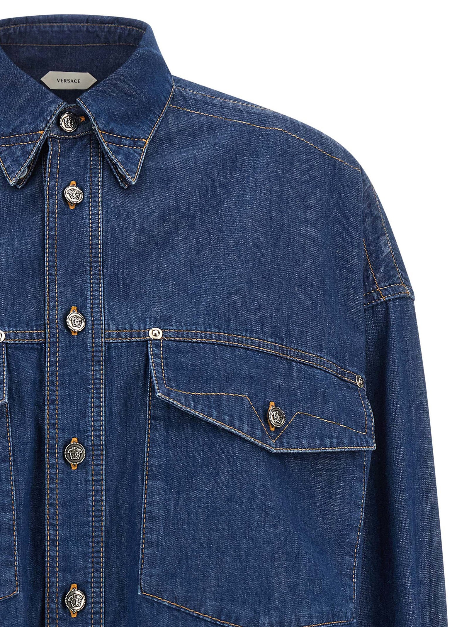 Versace Cropped Shirt Blue
