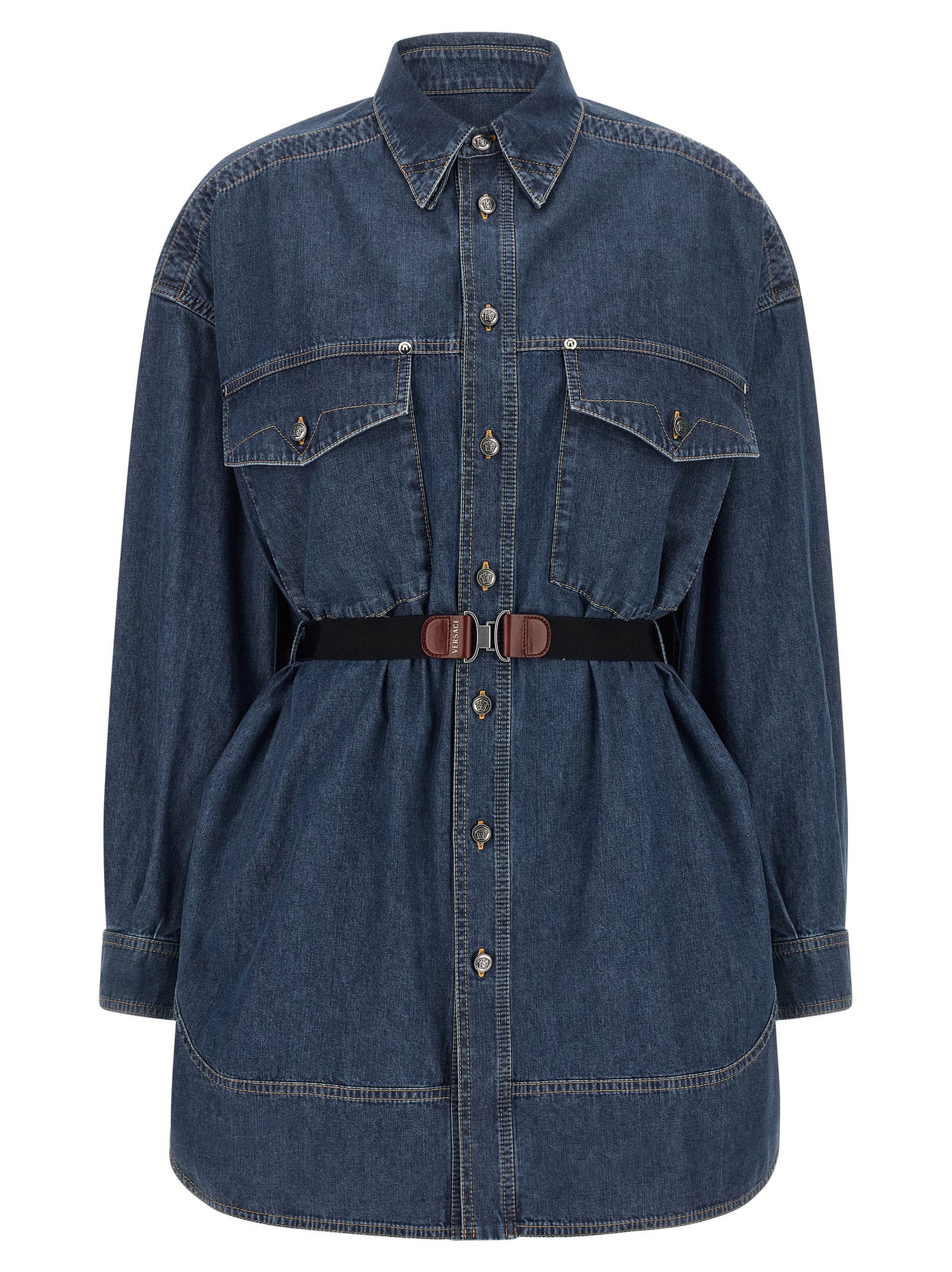 Versace Chambray Denim Dress Blue