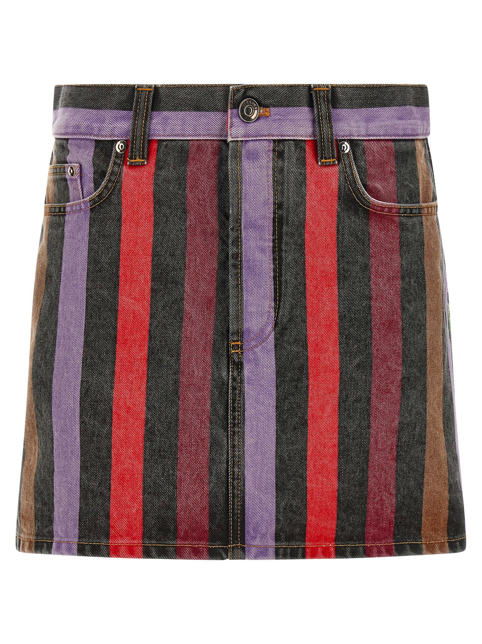 Versace Striped Denim Skirt Multicolor