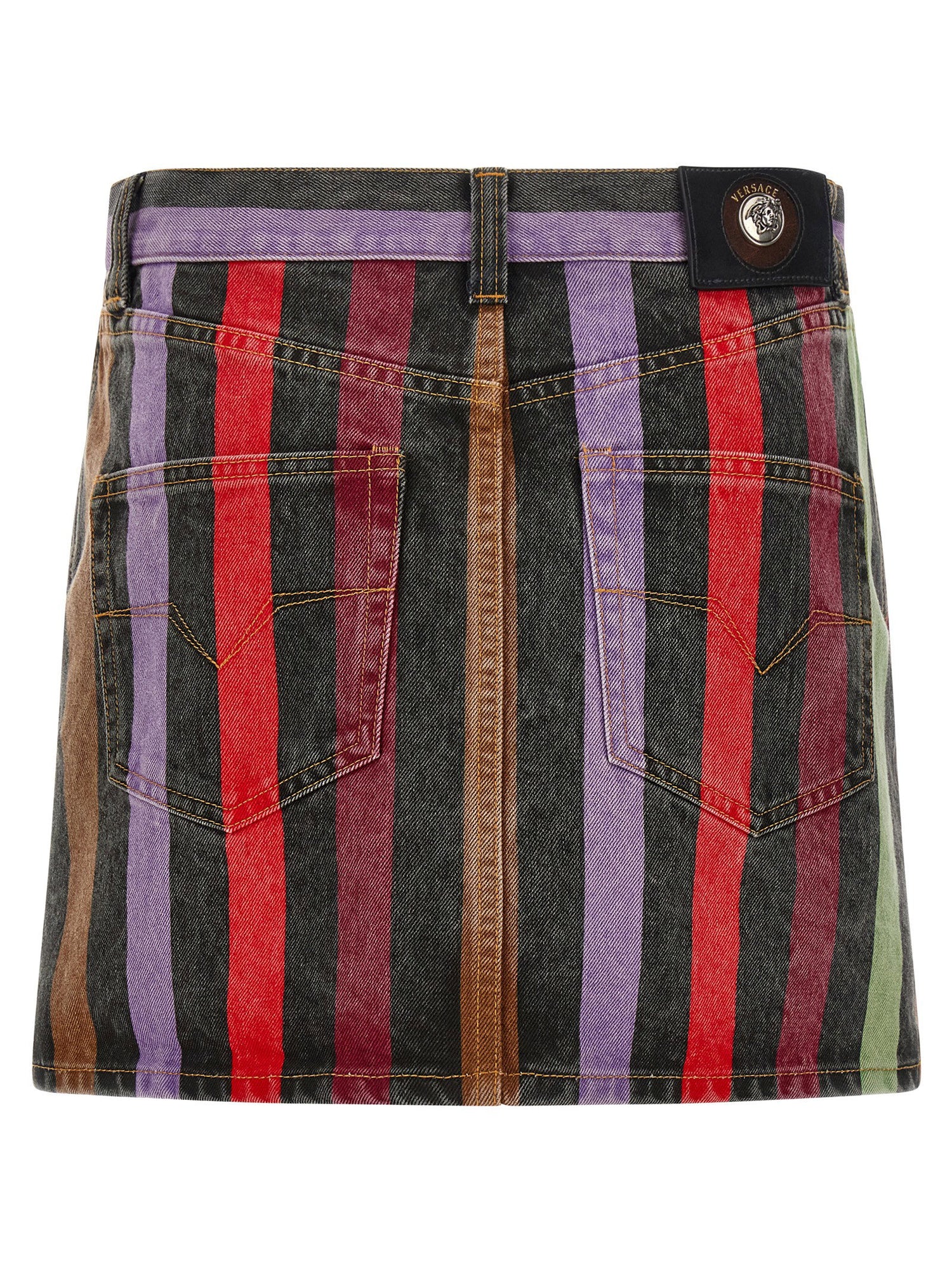 Versace Striped Denim Skirt Multicolor