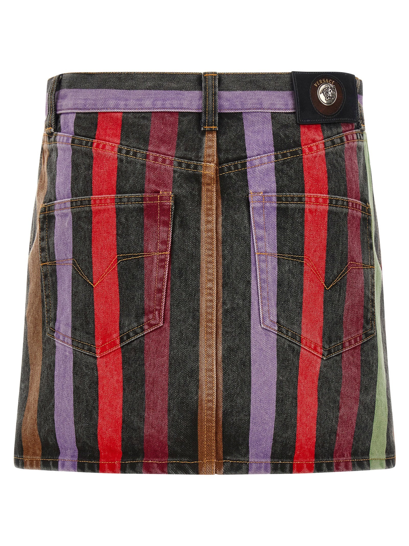 Versace Striped Denim Skirt Multicolor
