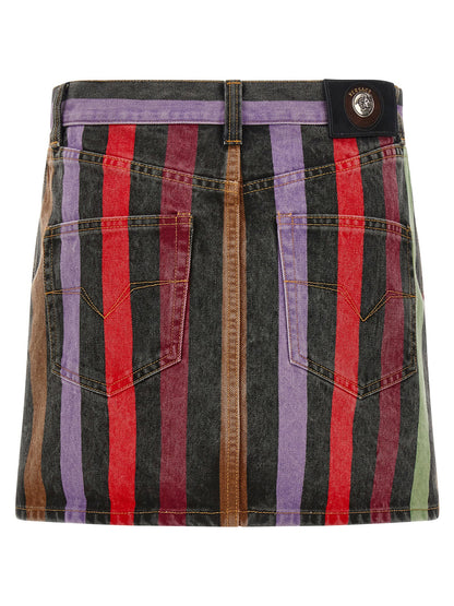 Versace Striped Denim Skirt Multicolor