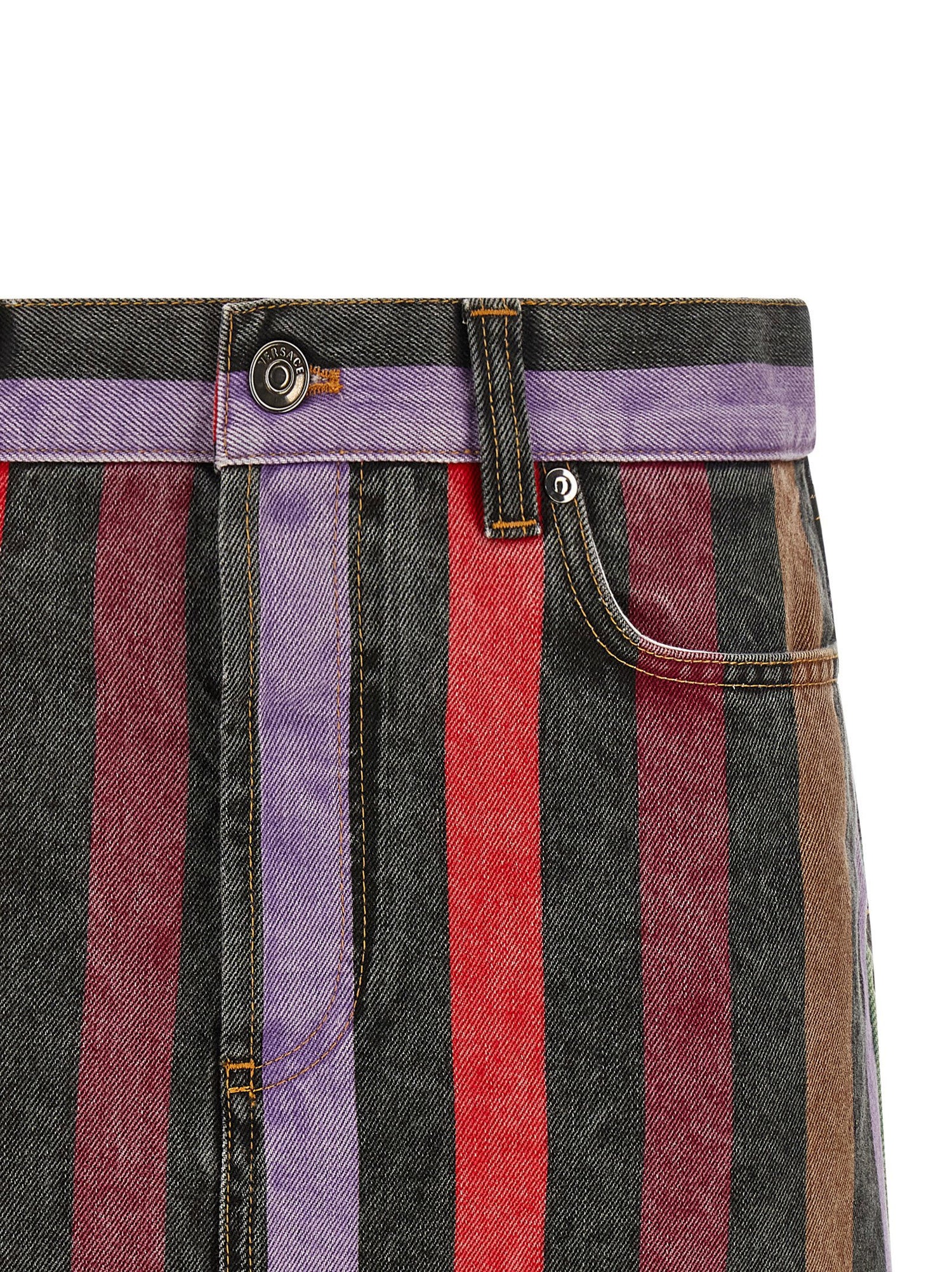 Versace Striped Denim Skirt Multicolor