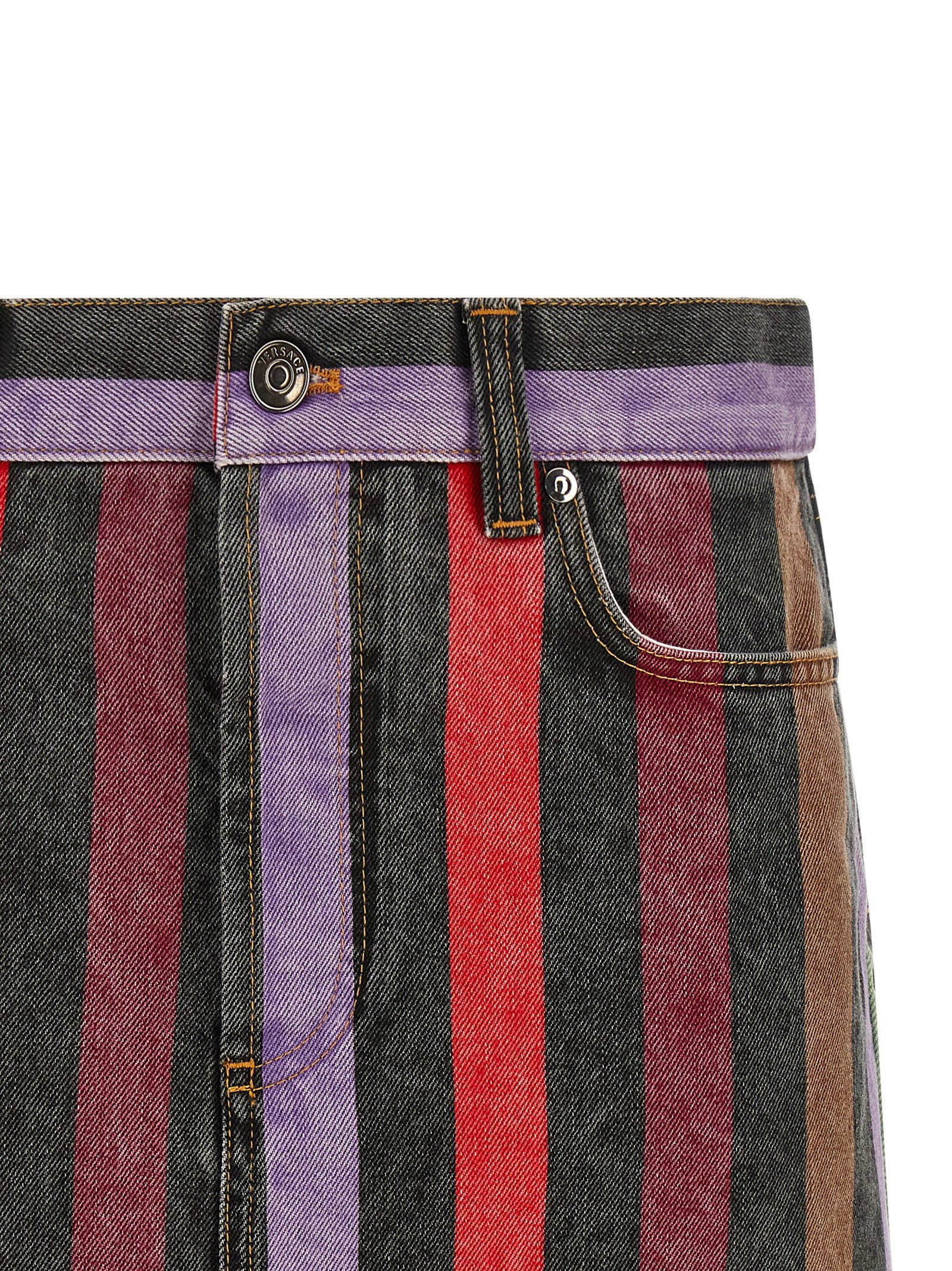 Versace Striped Denim Skirt Multicolor