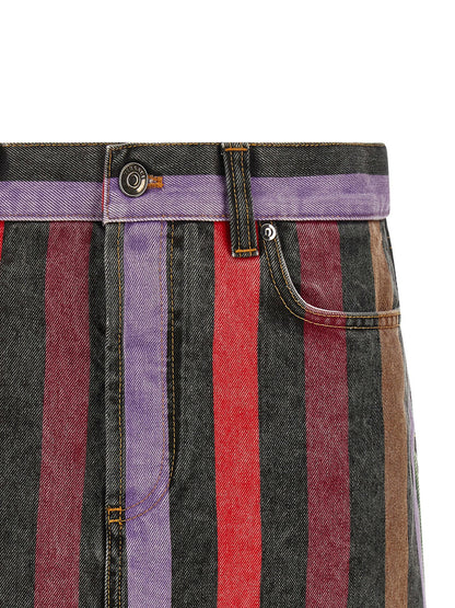 Versace Striped Denim Skirt Multicolor