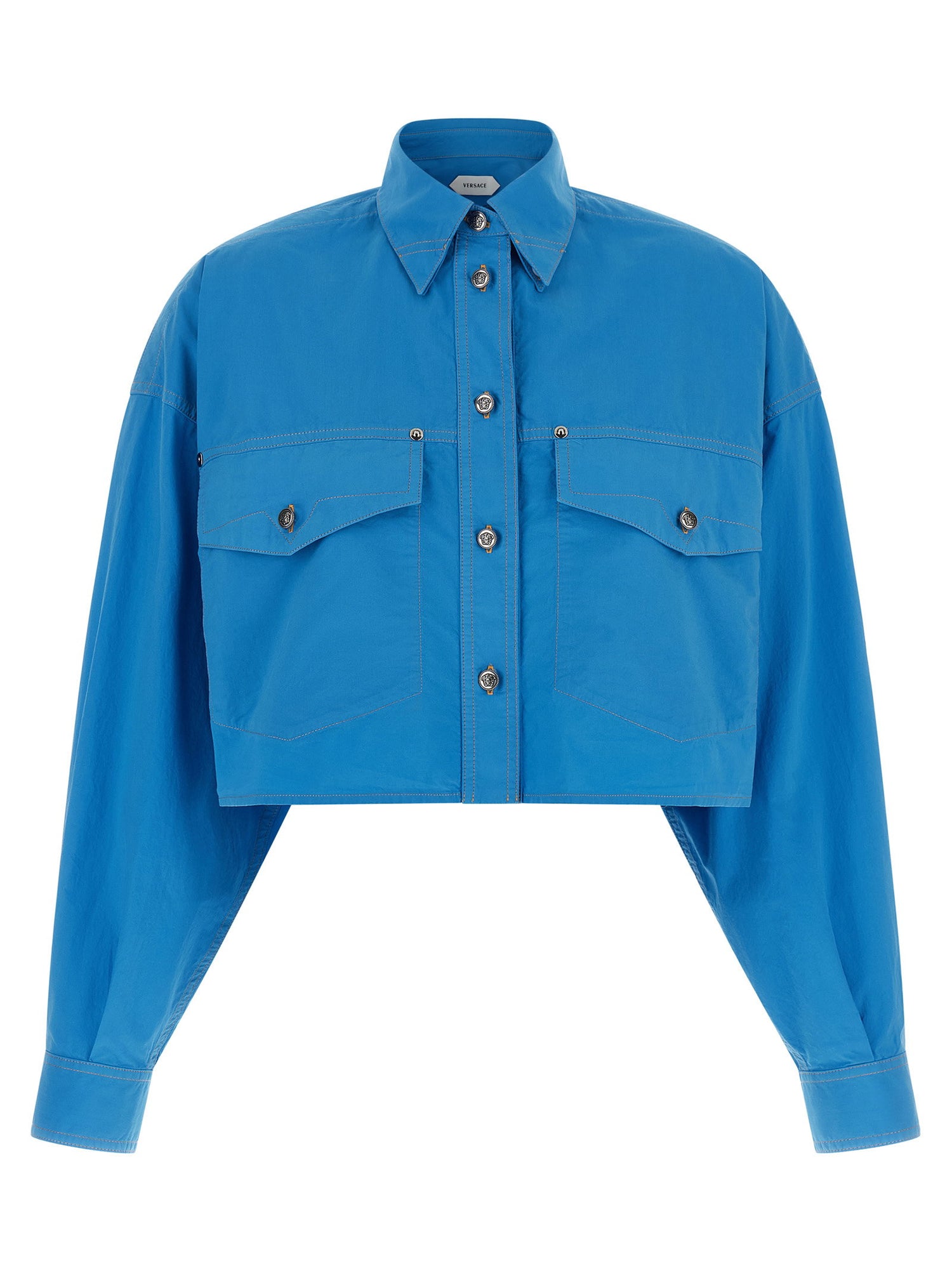Versace Medusa Button Shirt Blue
