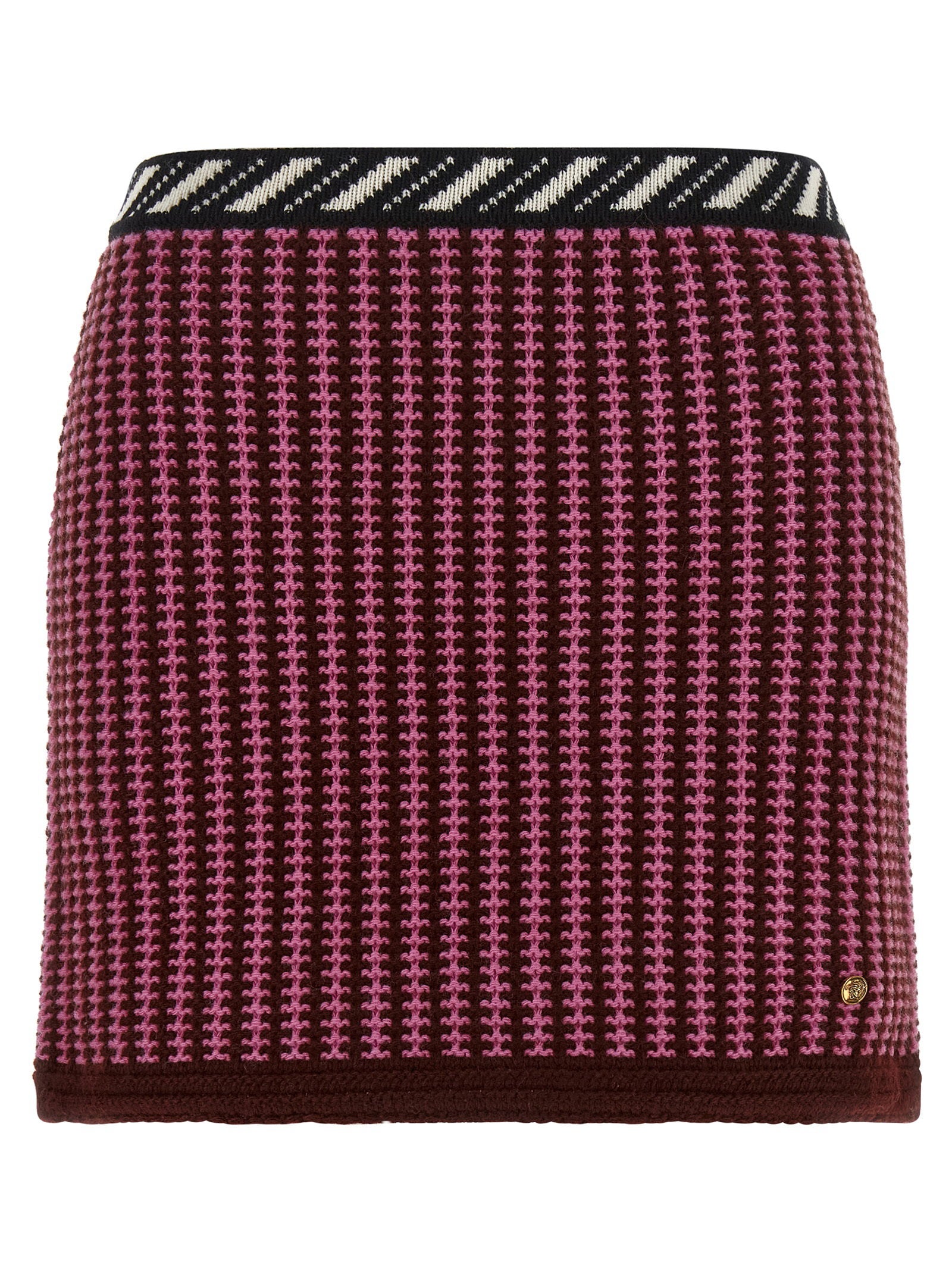 Versace Crochet Knit Skirt Pink