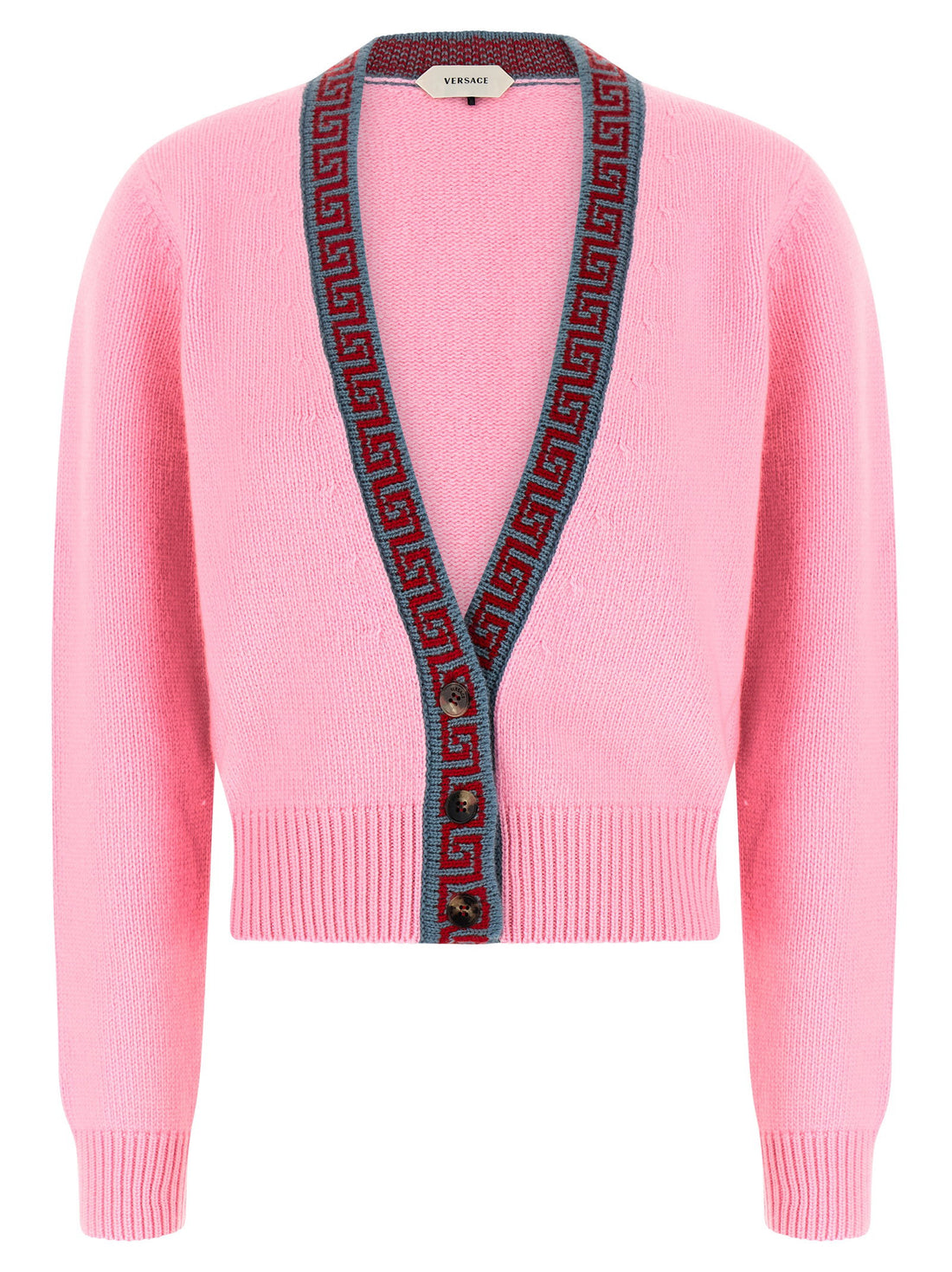 Versace Wool And Cashmere Cardigan Pink