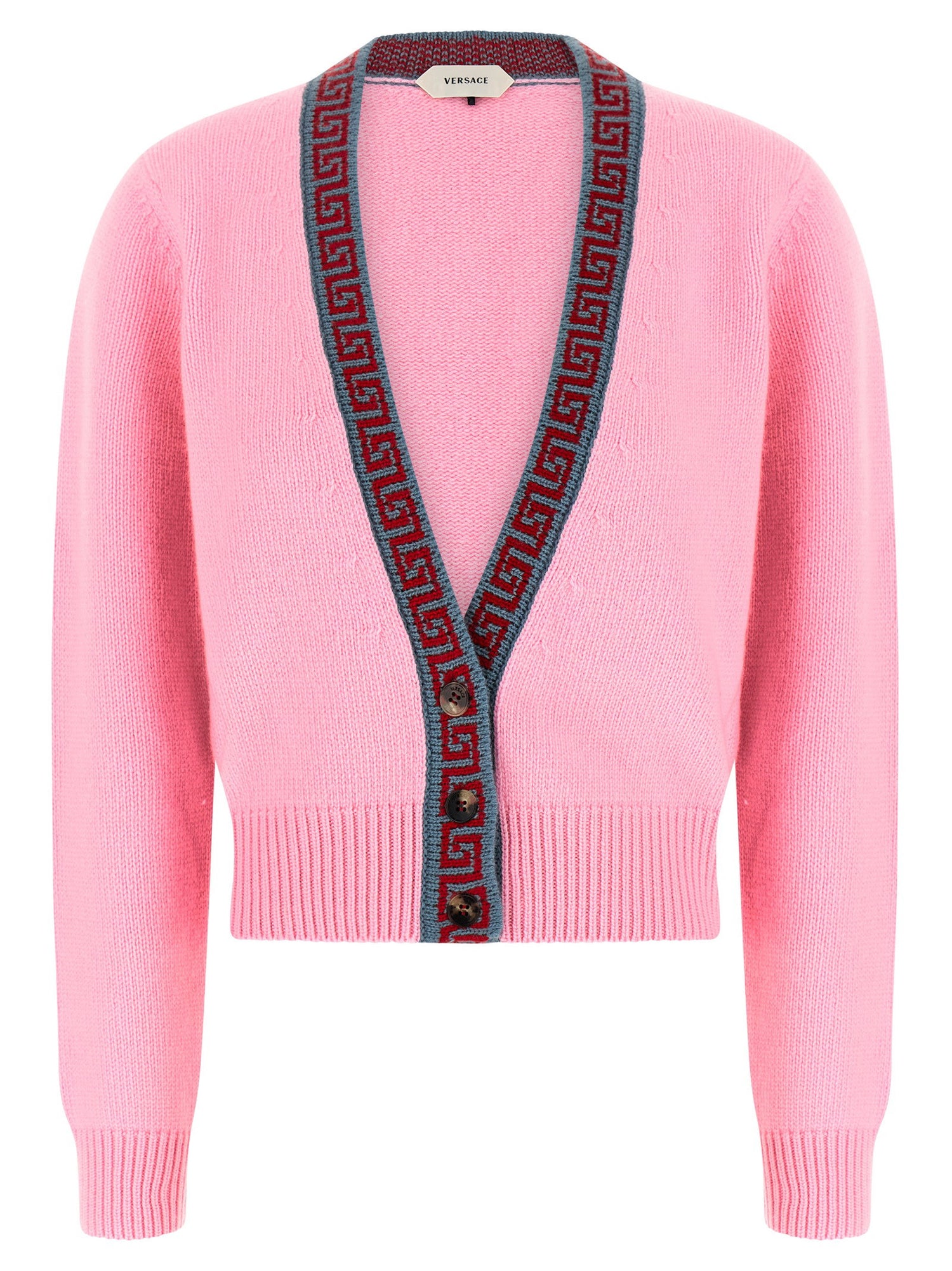 Versace Wool And Cashmere Cardigan Pink