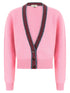 Versace Wool And Cashmere Cardigan Pink