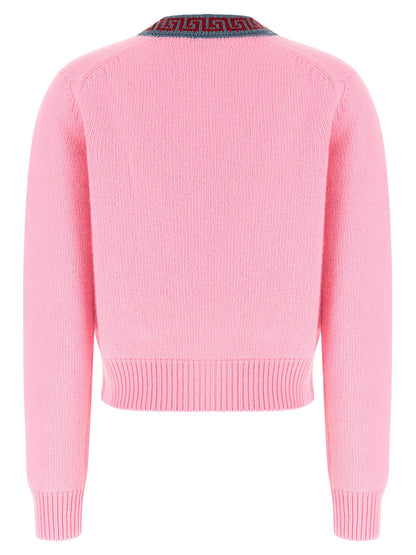 Versace Wool And Cashmere Cardigan Pink