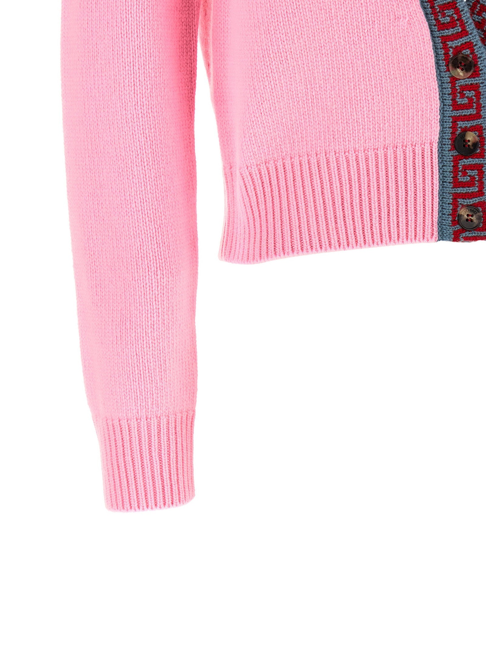Versace Wool And Cashmere Cardigan Pink