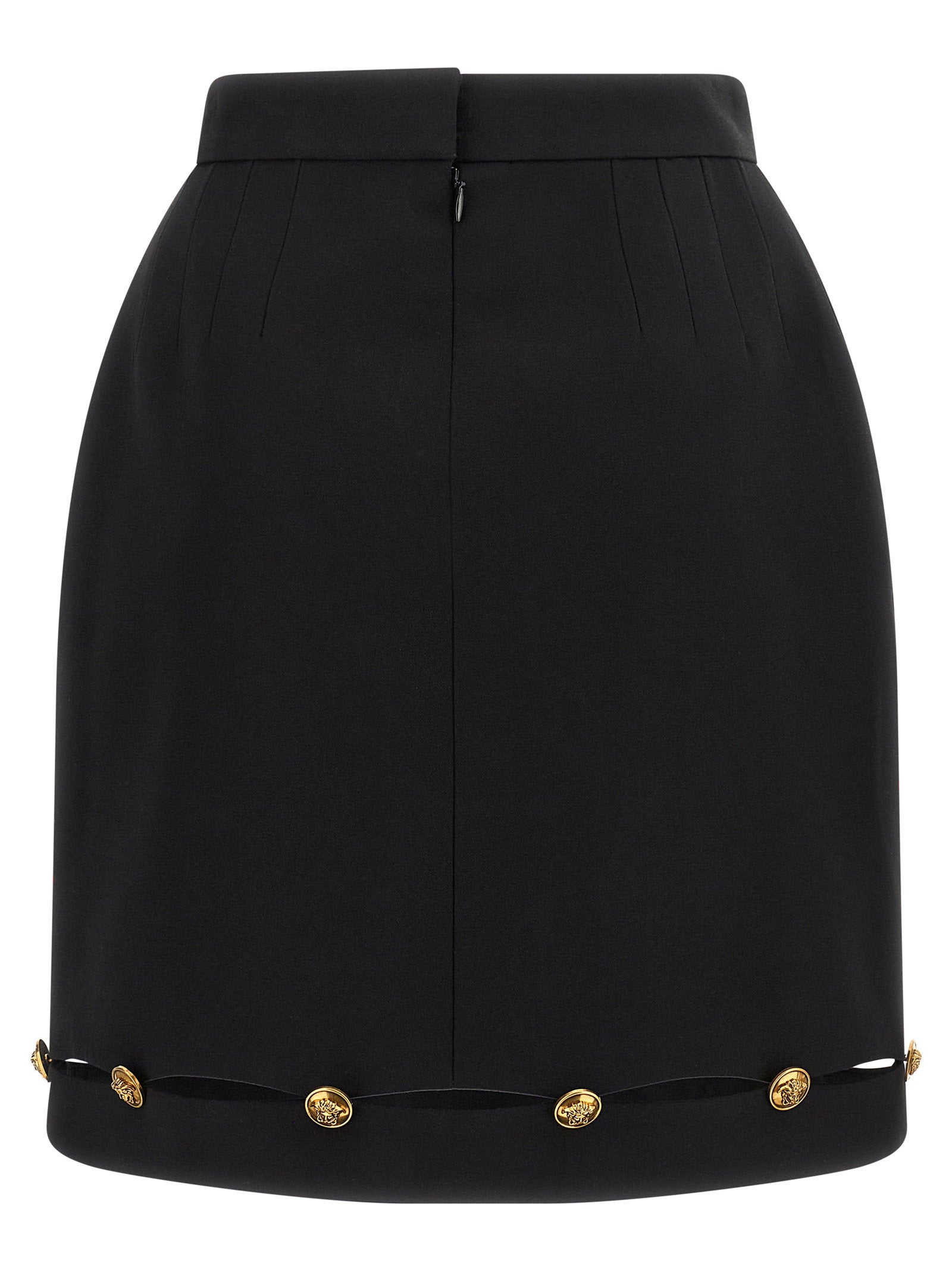 Versace Grain De Poudre Wool Skirt Black