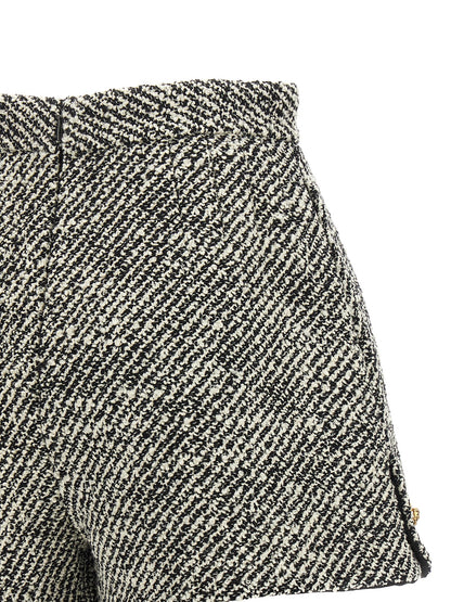 Versace Bouclé Wool Shorts White/black