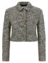 Versace Bouclé Wool Blend Blouson Jacket White/black