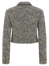 Versace Bouclé Wool Blend Blouson Jacket White/black