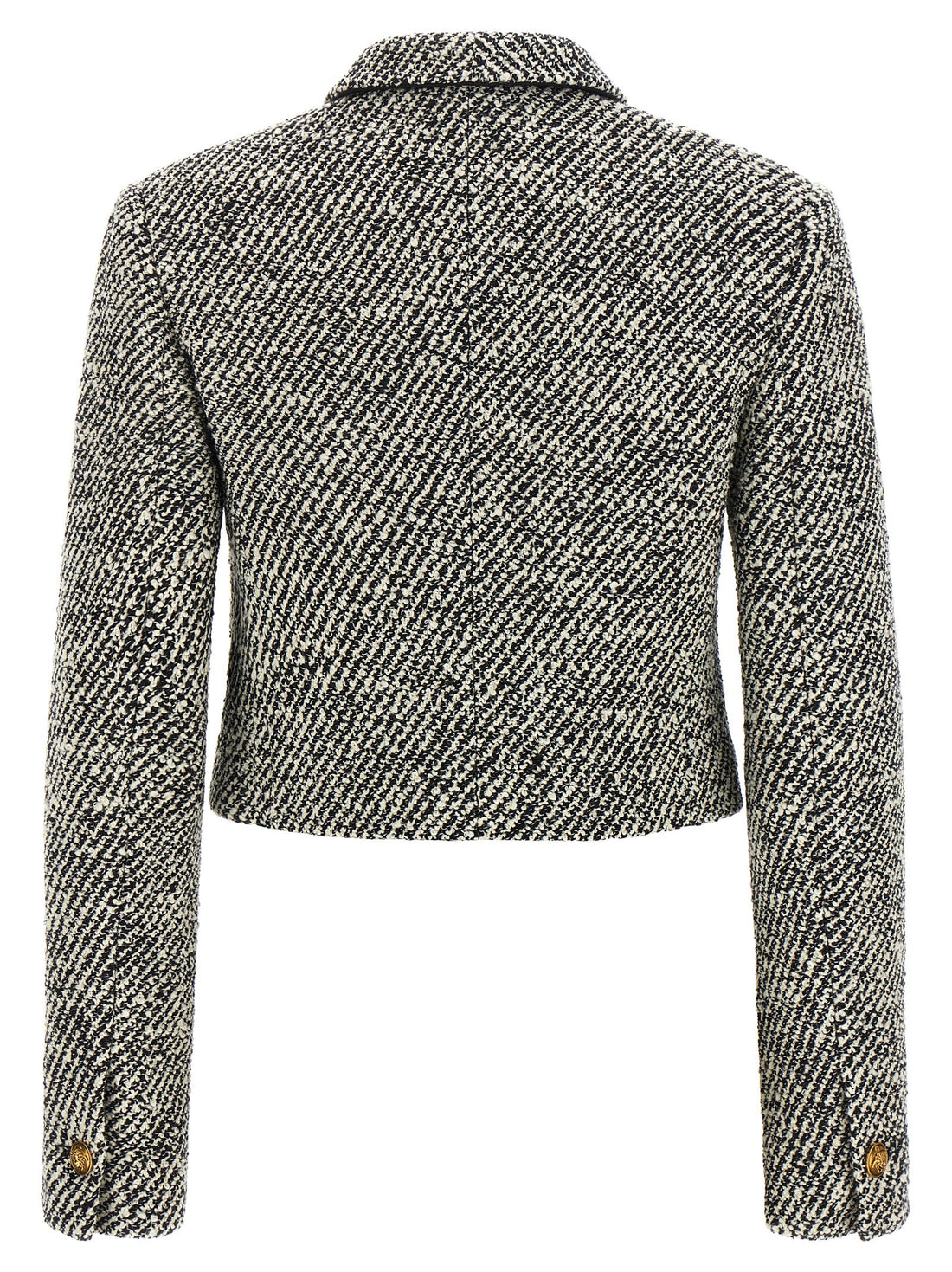 Versace Bouclé Wool Blend Blouson Jacket White/black