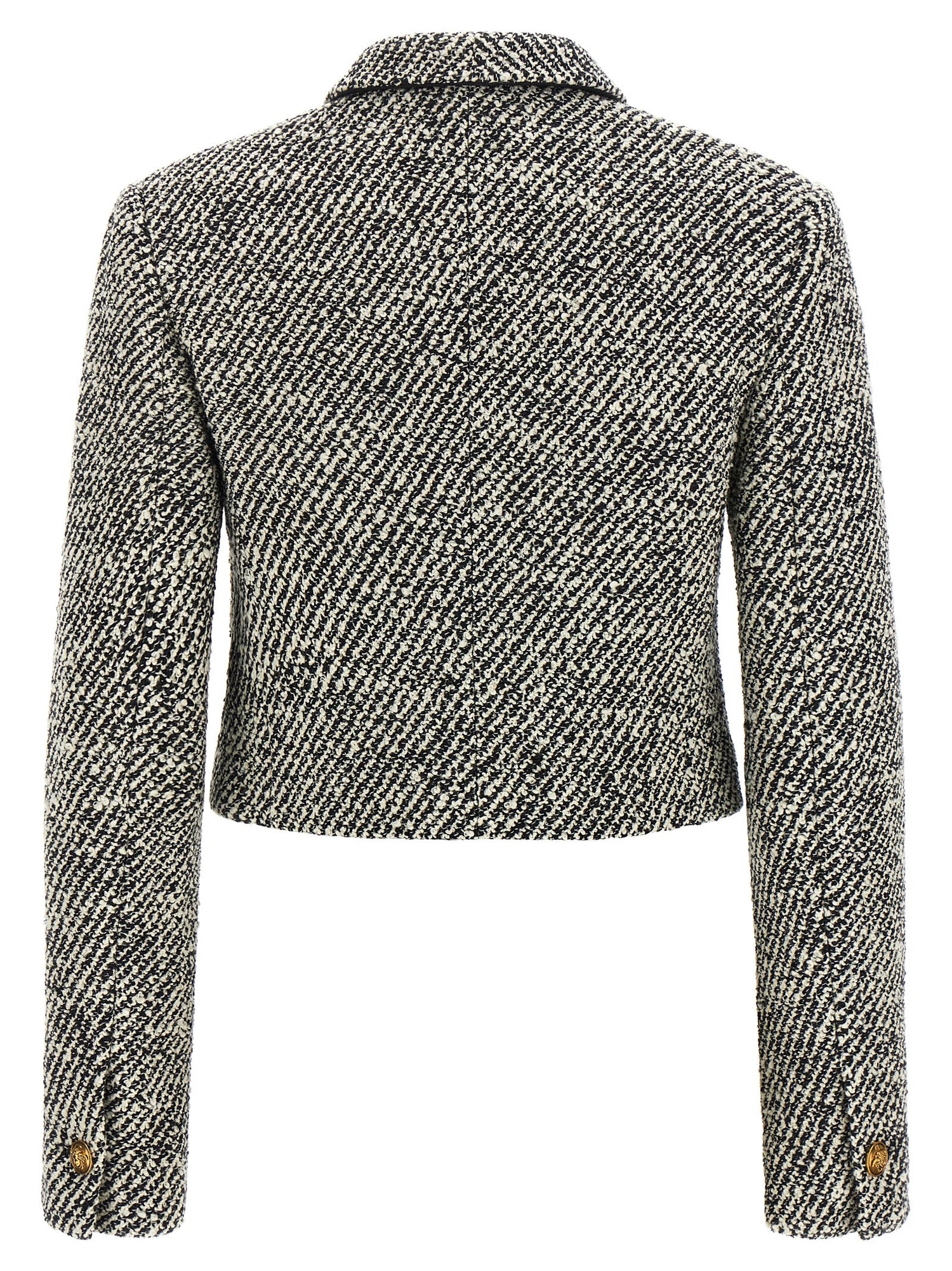 Versace Bouclé Wool Blend Blouson Jacket White/black