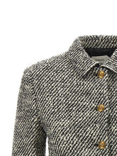 Versace Bouclé Wool Blend Blouson Jacket White/black