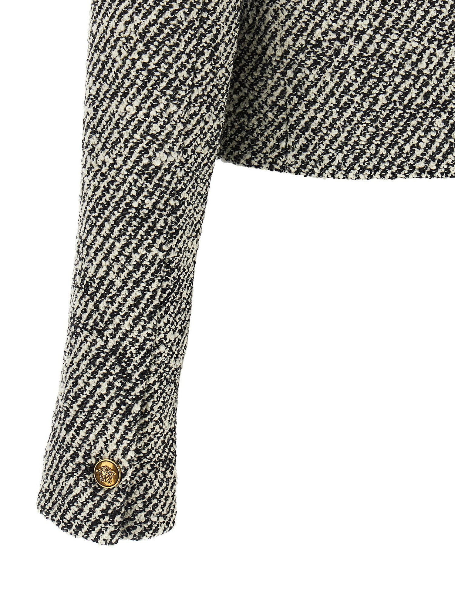 Versace Bouclé Wool Blend Blouson Jacket White/black