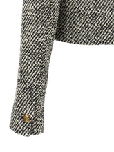 Versace Bouclé Wool Blend Blouson Jacket White/black