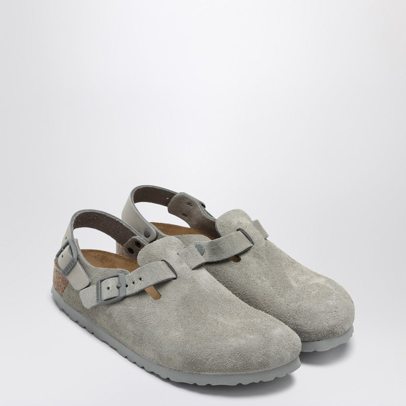 Birkenstock Stone Grey Suede Tokyo Slippers Grey