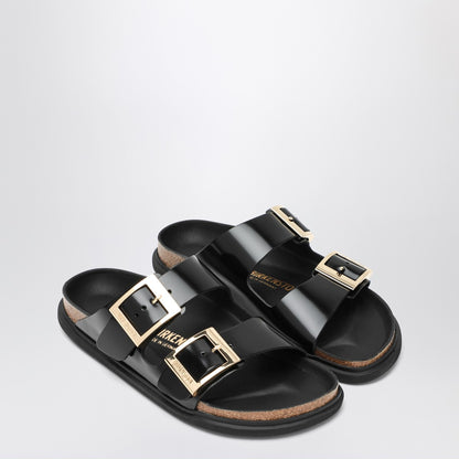 Birkenstock Slide Arizona Droplet Buckle Black Patent Leather Sandals Black