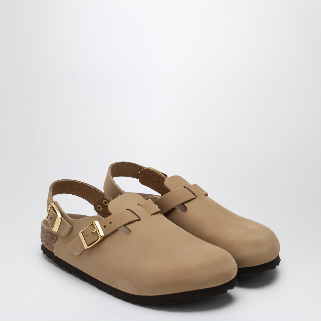 Birkenstock Sand Suede Tokyo Buckle Strap Slippers Beige
