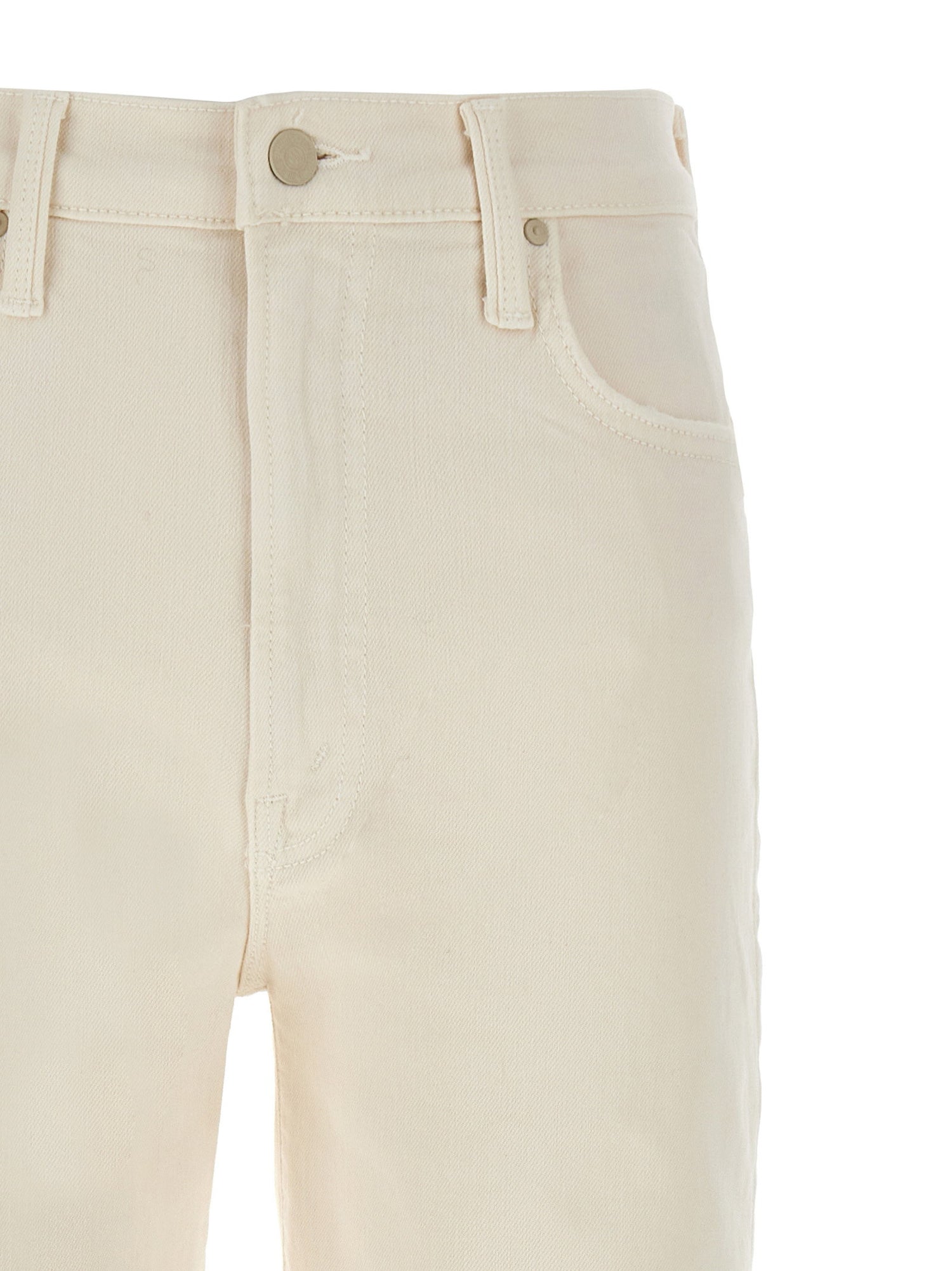 Mother The Rambler Zip Ankle Jeans White