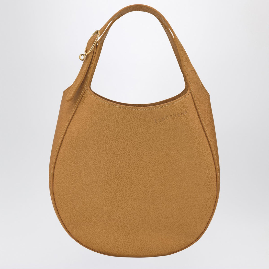 Longchamp Small Le Foulonné Leather Shopping Bag Nutmeg Brown