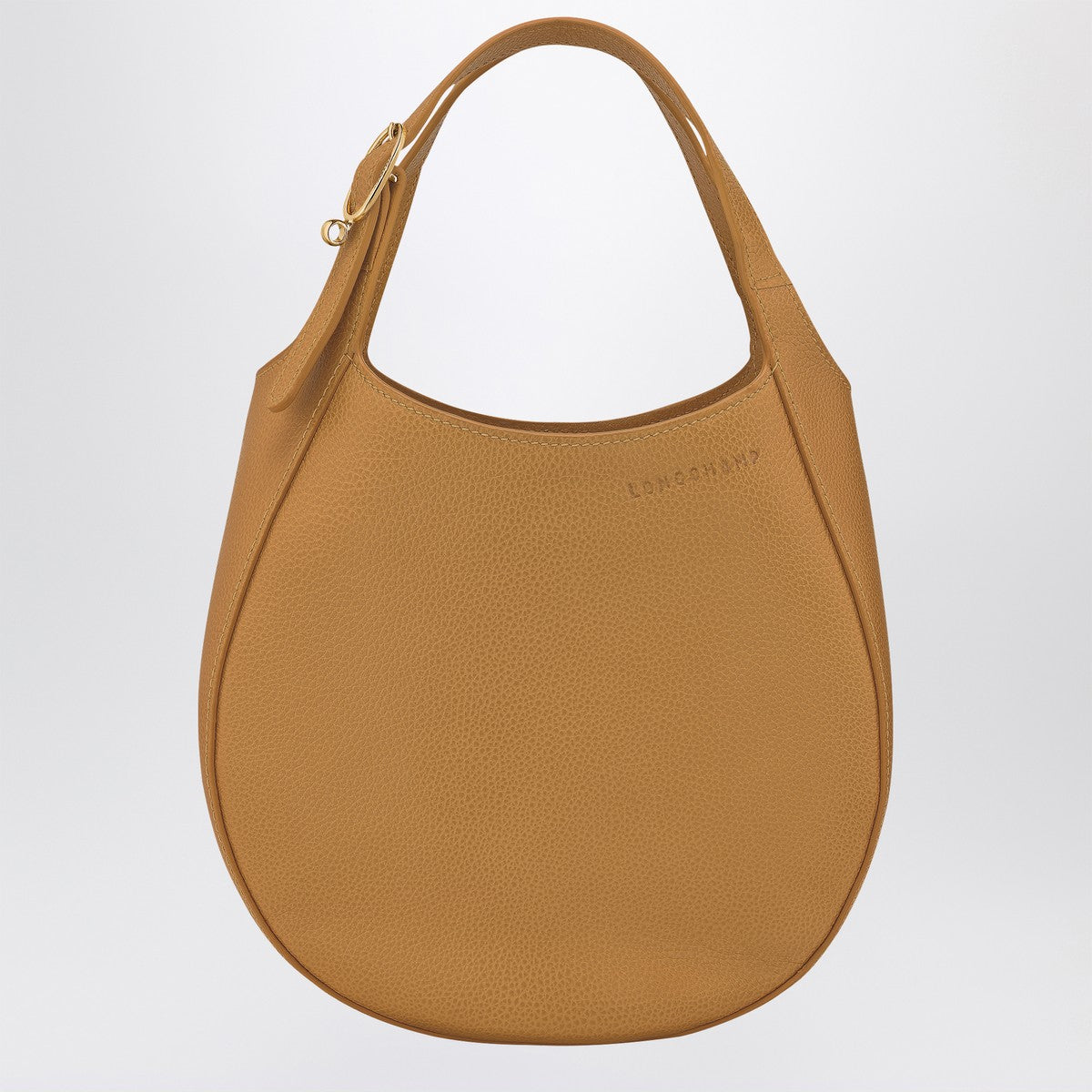 Longchamp Small Le Foulonné Leather Shopping Bag Nutmeg Brown
