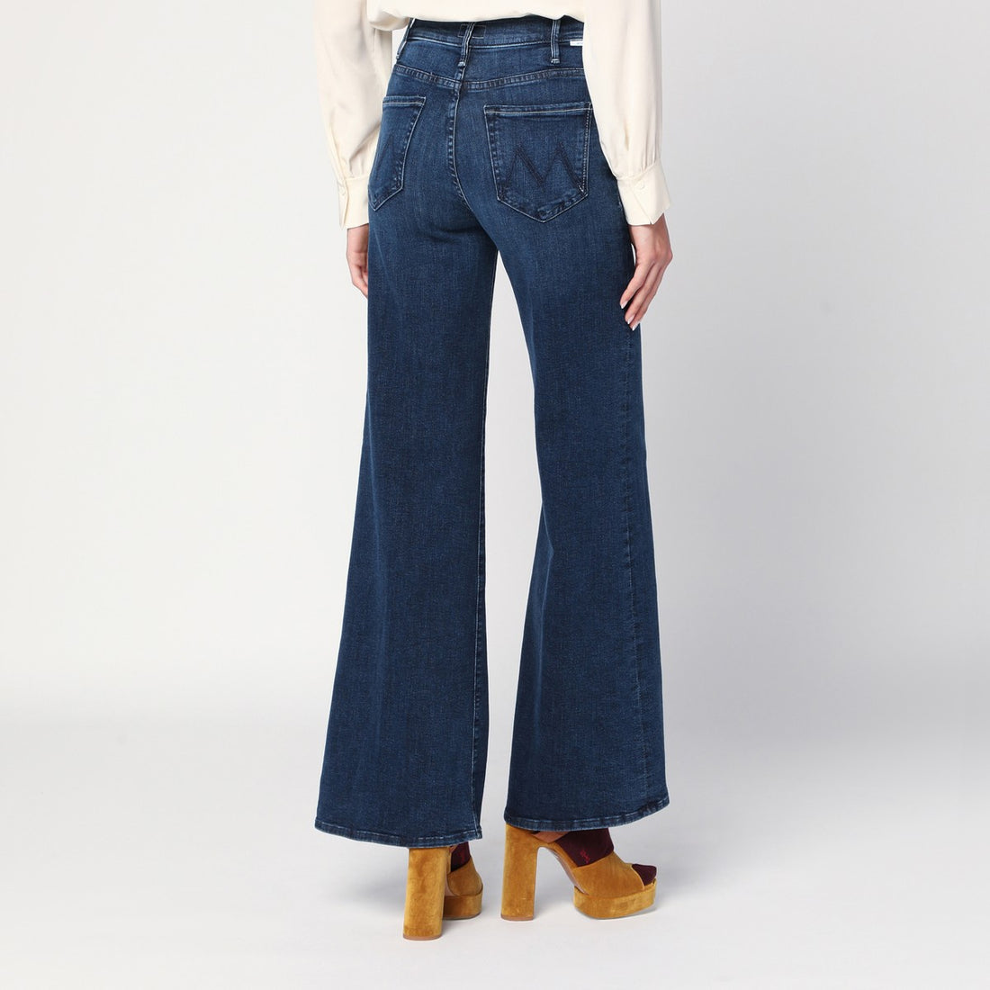 Mother The Hustler Roller Sneak Palazzo Wide-Leg Jeans Blue