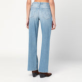 Mother The Spinner Zip Sneak Wide-Leg Jeans Light Blue