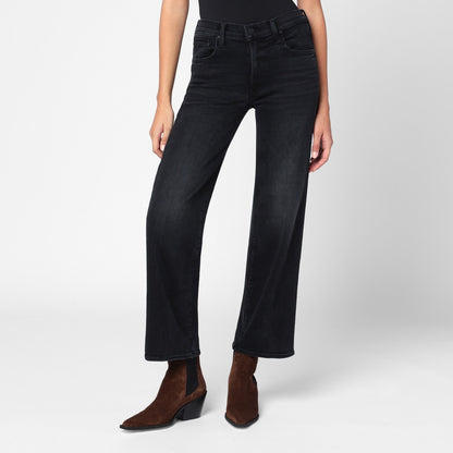 Mother Faded Black Wide-Leg Zip Jeans Black