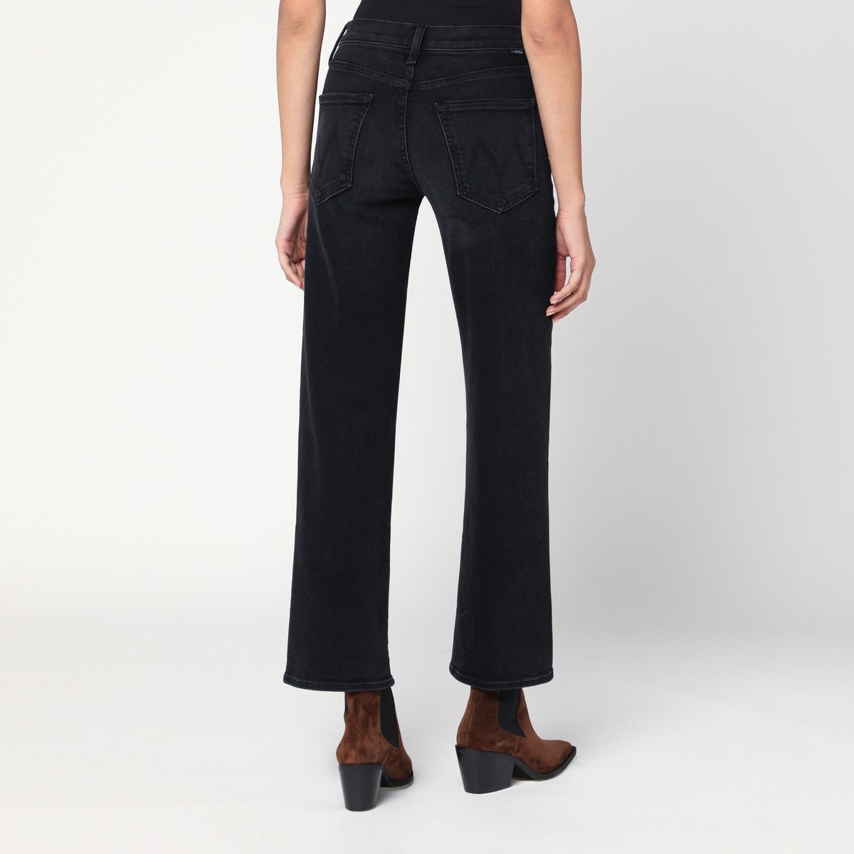 Mother Faded Black Wide-Leg Zip Jeans Black