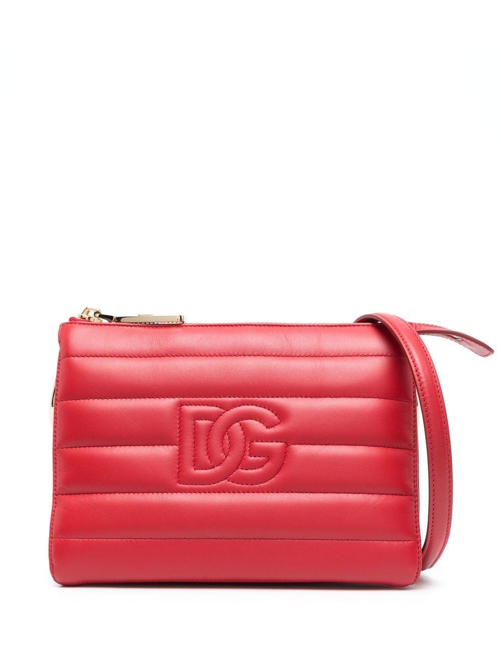 D&amp;G Logo leather red crossbody bag