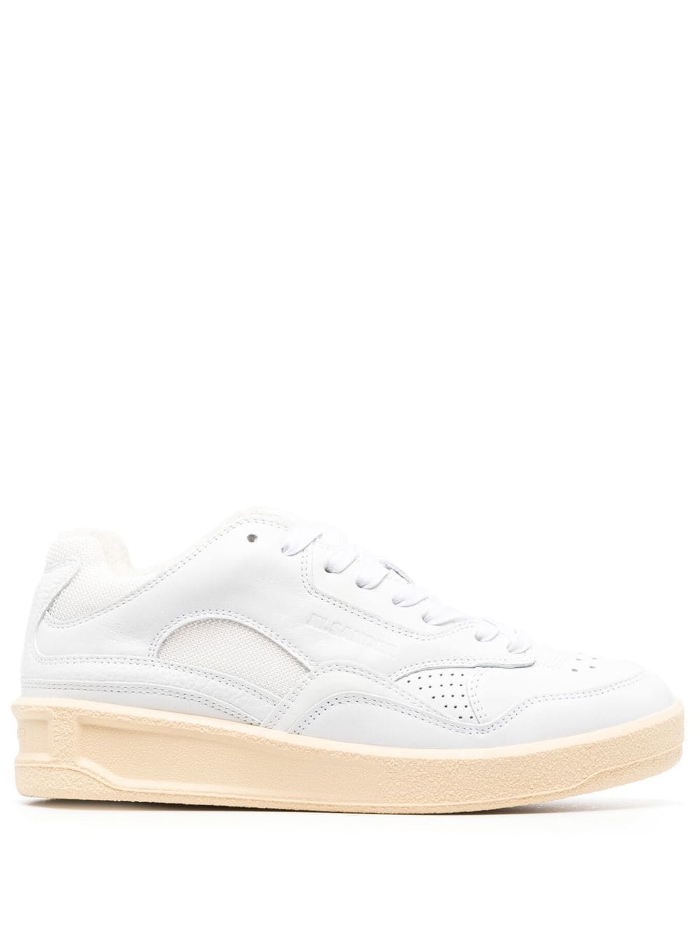 Jil Sander Debossed Logo Calf Leather Low-Top Sneakers White