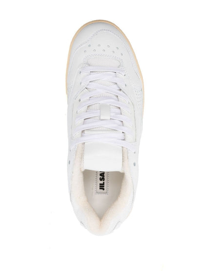 Jil Sander Debossed Logo Calf Leather Low-Top Sneakers White