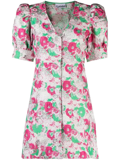GANNI floral-print Mini Dress MultiColour