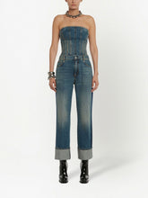 Alexander McQueen Turn-Up Hem High-Waisted Straight-Leg Jeans Blue